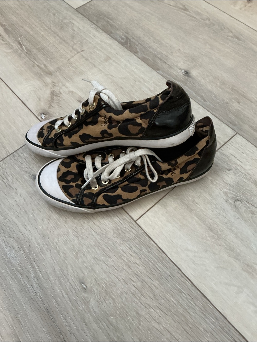 Coach Leopard Print Low-Top Sneakers in Brown and Black - Picture 3 of 6
